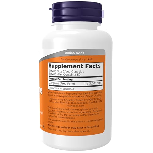 image for NOW Foods Supplements, L-Arginine 500 mg, Nitric Oxide Precursor*, Ami