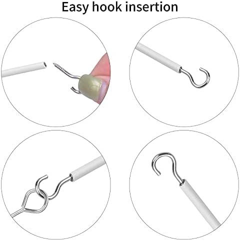 Chstarina 4m Net Curtain Wire White with 6 Hooks and 6 Eyes Hanging Cord Cable Kit Net Curtain Rods Multi-Purpose Voile Wire
