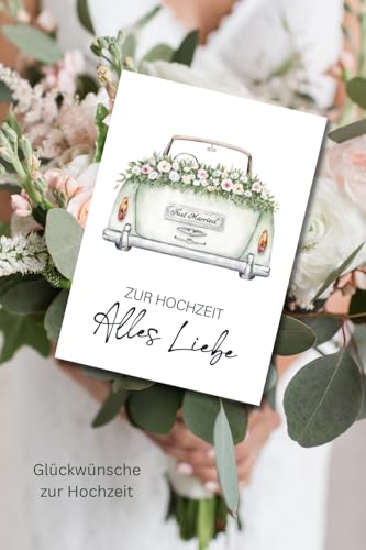 The Life Barn Kartka pocztowa z kopertą "Wszystkiego najlepszego z okazji ślubu, Just Married", kartka z życzeniami
