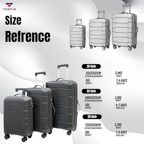 Image of 28-Inch Hard-Shell Luggage Suitcase | Lightweight 3.7 kg | 360 Spinner Wheels | 2-Way Zipper | Multi-Functional Lock | Business & Family Travel Trolley Bag (1, Dark GREY-20 24 inch 28 inch)