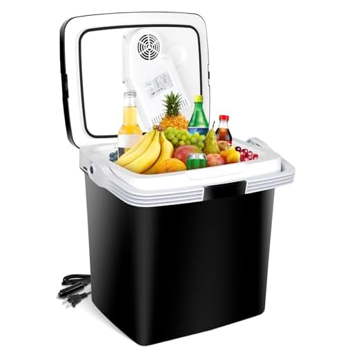 ZENY Mini Fridge Electric Cooler and Warmer for Car- 12V DC Electric Cooler Car Refrigerator with Automatic Locking Handle, 28 Quart Portable Car Fridge for Travel and Camping