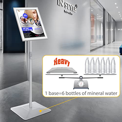 Vaiigo 8.5"X11" Pedestal Poster Sign Holder Stand With Heavy Duty Solid Steel Base, Adjustable Floor Standing Sign Holder For Vertical And Horizontal Sign Displayed Stands, Silver 3Pack #TOP6