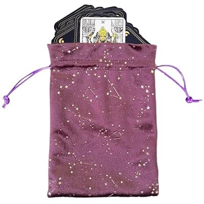 Guyuati Tarot Card Storage Bag | Constellation Pattern Small Tarot Bag,Travel Storage for Fate Divination Supplies, Jewelry, Crystal, Earrings, Necklace, Runes, Stones, Dice