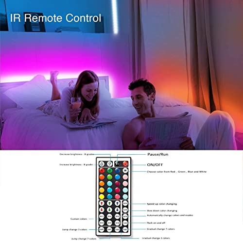 Led Strip Light, PHOPOLLO 20m Led Lights with 44 Keys Remote, Flexible RGB Colour Changing Led Light Strips for Bedroom,Party(10mx2) - Image 6