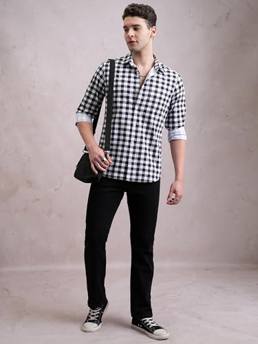 Image of Highlander Men's Slim Fit Checks Shirt | Full Sleeves | Regular Collar | Casual Shirts for Men
