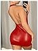 Floerns Women's Y2k Leather Mini Dress Sleeveless Halter Neck Zipper Club Bodycon Dress Red Small