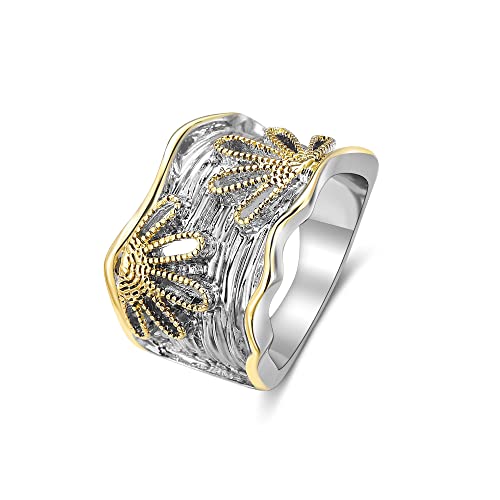 Aprilery Silber- und Gold-Statement-Ringe für Damen, modischer...