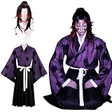 [YHNNH] 鬼滅の刃 コスプレ ウィッグ付き 十二鬼月 コスプレ衣装 大人用 仮装 アニメ衣装 ハロウィン クリスマス イベント (上弦之壹·黒死牟 ウィッグ付き, L) [並行輸入品]