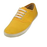AimTrend Womens Canvas Lace Up Sneakers Bright Yellow-7