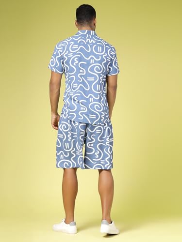 Image of Rigo Printed Co-Ord Set for Men's | Casual Shirt & Shorts Night Suit Set | Lounge-wear Nightdress Pajama Set for Men's | Night Wear, Beach Wear, Vacation Wear Outfit