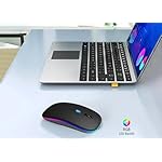 Wireless Bluetooth Mouse Rechargeable Laptop Mice with LED Use Portable(BT5.2 and USB 2.4G) Dual Mode Connection Silent Slim Computer Mouse for Laptop/iPad Tablet/Apple MacBook/PC (Black) - Image 2