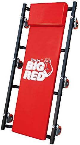 BIG RED TR6500 Torin Rolling Garage/Shop Creeper: 36" Padded Mechanic Cart with Headrest and 6 Casters, Red