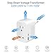 220V to 110V Voltage Conversion Plug Adapter for Traveling from USA to Europe with 2 USB and 2 USBC Ports PD 20 W, 2 AC Outlets International Power Adapter
