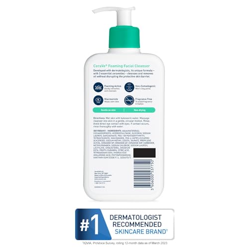 image for CeraVe Foaming Facial Cleanser, Daily Face Wash for Oily Skin with Hya