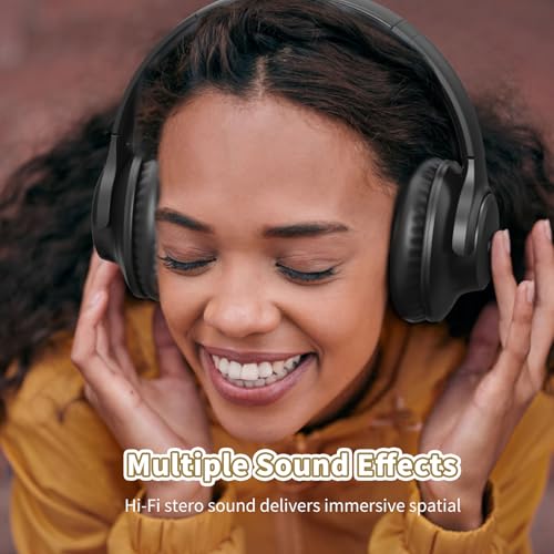 ワイヤレス ヘッドホン KVIDIO Bluetooth 5.4 65時間再生 40mm HD ドライバーユニット オーバーイヤーヘッドホン マイク内蔵 有線 無線 両用 遮音 密閉型 ハンズフリー通話可能 ブルートゥース ヘッドフォン ブラック (黒)