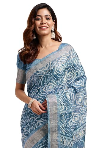 Image of MIRCHI FASHION Women Saree Cotton Blend Kalamkari Printed | Comfortable Office and Regular Daily Use Sari with Unstitched Blouse Piece
