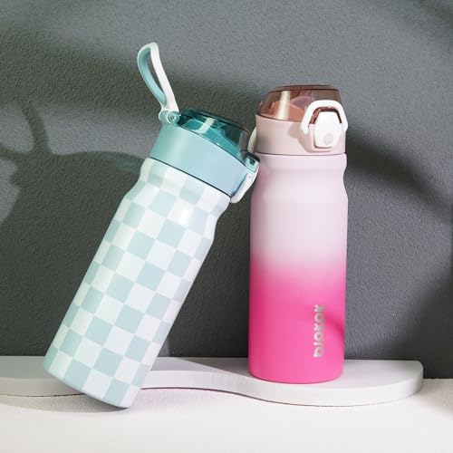 Image of BJPKPK 18 oz Water Bottle with Straw & Handle, Insulated Stainless Flask | Leak Proof Locking Lid, Thermal, Double Wall Vacuum, Keeps Hot /Cold, Dishwasher Safe, Travel & Sports, Cherry Blossom