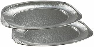 Foil Platters Disposable Serving Platter Reusable Aluminum Party Food Trays Oven Safe Tray Perfect for Buffet Serving Catering Dish Roasting and BBQ Parties 14 Inch Oval Silver Platters (Pack of 2)