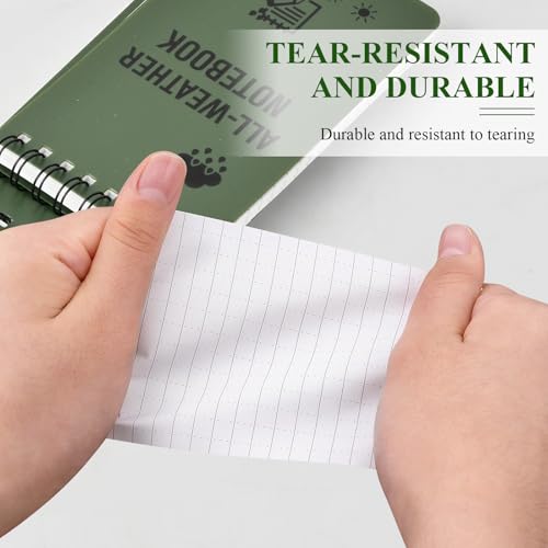 3 Pack Cahier imperméable, Cahiers tout-temps, Pocket Sized Top Spiral Notes, Army Green Police Notepad pour la maison de plein air Office École (3x5 De pouce)