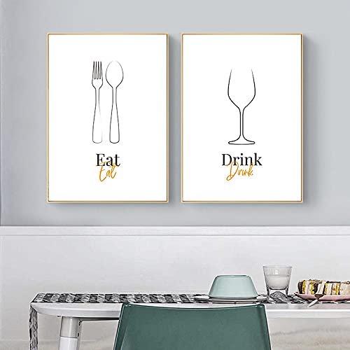Minimaliste abstrait fourchette ustensiles de cuisine peinture