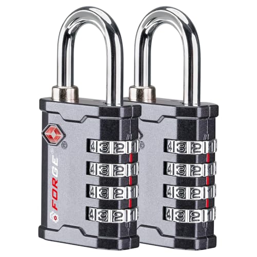 Image of FORGE 4 Digit TSA Approved Combination Lock, Tool Box and Case Lock, Combination Padlock for Travel, Gym, Home, Office. Grey 2 Locks.