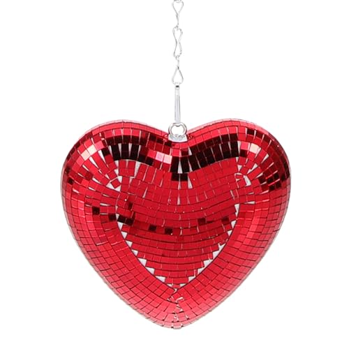 HOLIDYOYO Ornaments Disco Heart Shape Disco Mirror Elegant Hanging Decoration Party Lights Reflective