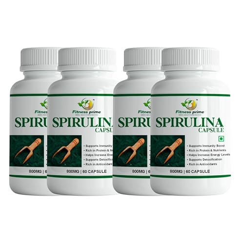 Image of Organic Spirulina 800mg Capsules, Nature Superfood, Rich in Protein, Vitamins & Minerals, Herbal Supplement, 240 Count