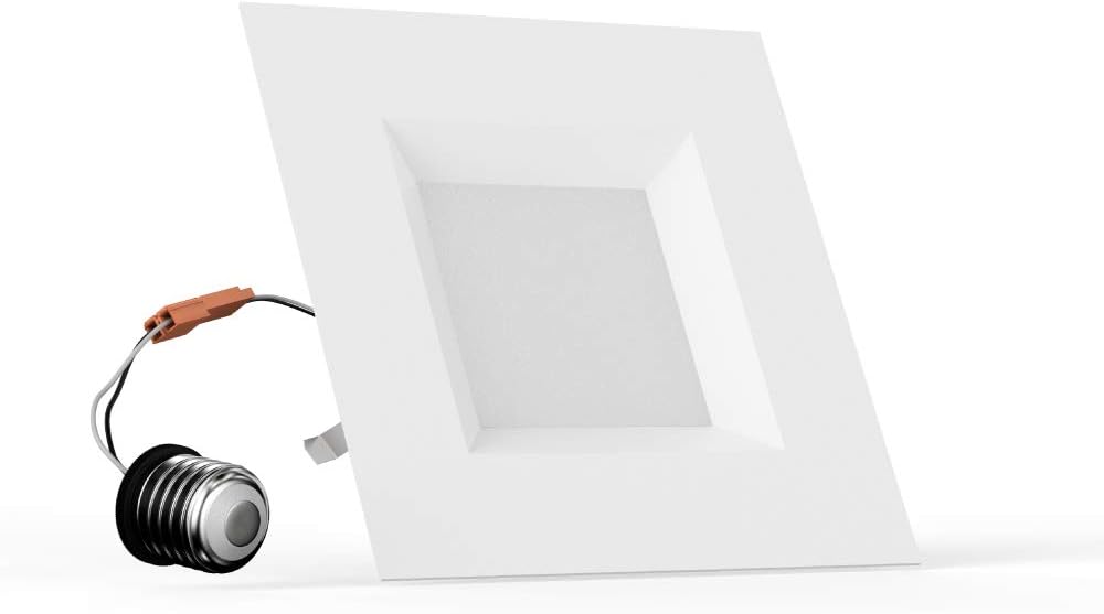 60% Off Discount 12-Pack 6-inch Dimmable LED Square Downlights, 12W Retrofit (Replace 100W), 3000K (Soft White), CRI 90+ [High CRI], 6” Square Design, 950 Lumens, cETLus, Energy Star & FCC Approved