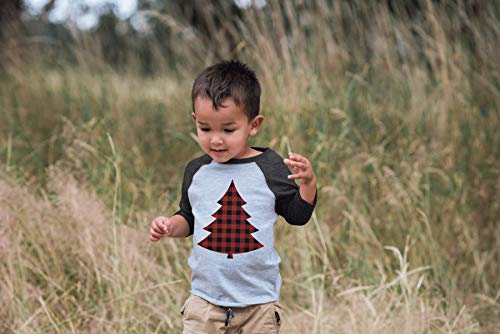 7 ate 9 Apparel Kids Plaid Tree Christmas Grey Raglan Tee4