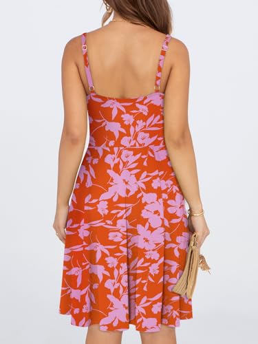Image of YATHON Summer Mini Corset Sun Dress for Women Short Casual Square Neck Lace Up Floral Beach Vacation Dresses with Pockets