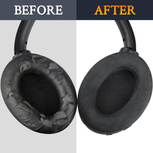 SOULWIT Micro Suede Almohadillas para audífonos Sony WH-1000XM3 Over-Ear, espuma de aislamiento de ruido, mayor grosor - Negro miniatura 6