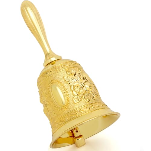 DomeStar Golden Hand Bell, Engraved Wedding, School, Christmas, Alarm and Bedridden Bell