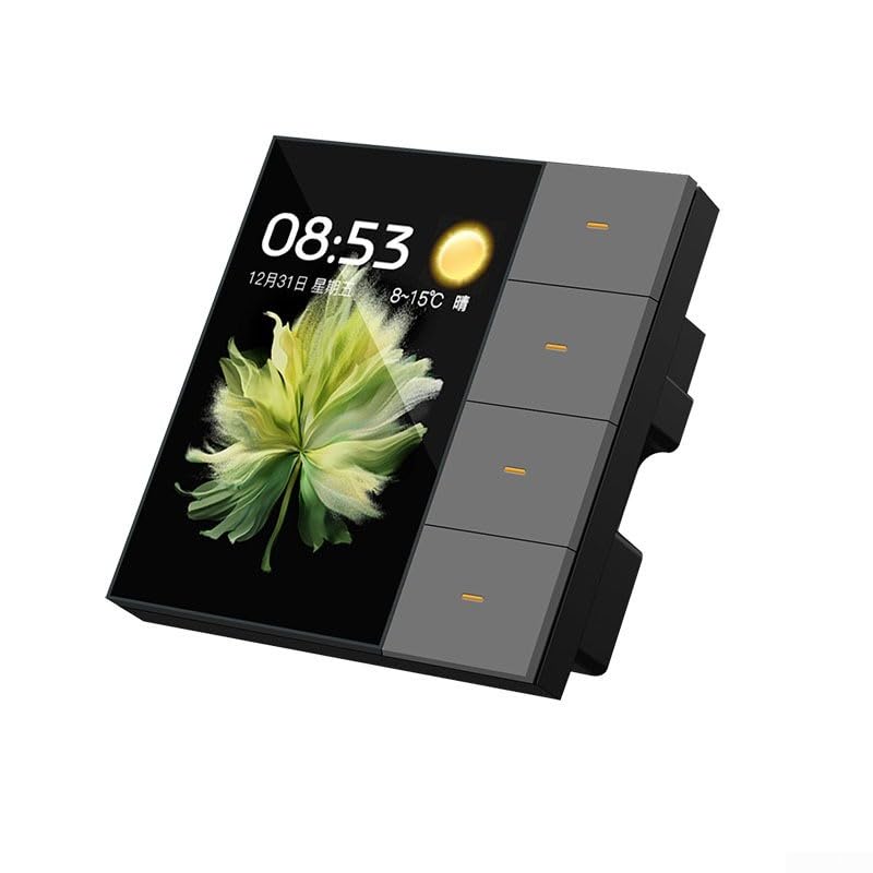 Interruptor de pared inteligente de 8,9 cm, para Tuya para interruptor de pared Zigbee, pantalla táctil, 4 grupos, 8 vías, panel de interruptor de luz de pared de escenas inteligentes (gris)