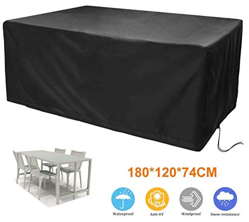 Landrip Garden Furniture Covers, Outdoor Table Covers Waterproof, Heavy Duty Rattan Patio Set Cover Rectangle - 180x120x74CM