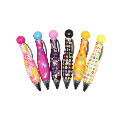 Lopenle 6本 0.5mm黒いインク ボーリングデザイン 中性ボ−ルペン ボヘミア風 子供 速乾 学校用ぺん 事務用 筆記具用 文房具 子供用 入学お祝い 誕生日 プラスチック プレゼント ギフト 書きやすい 替え芯付き おしゃれ 書き心地