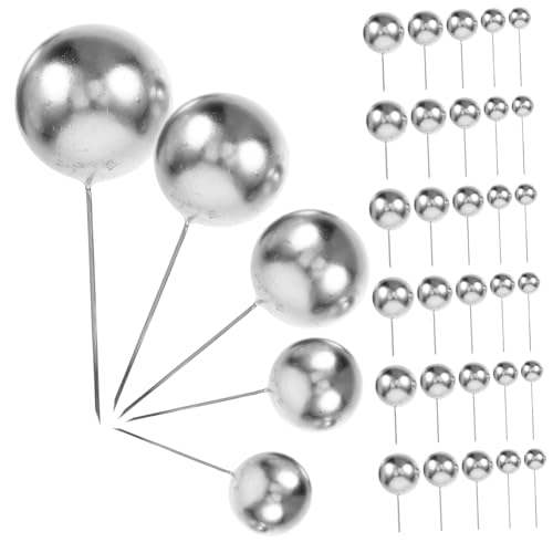 LOLIPPYY 108 pezzi Mini Palline Decorazione Torte Argento Lucido Cake Topper Inserti per Cupcake e Dolci Completo per Feste Compleanni e Shower