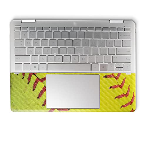 Image of MightySkins Carbon Fiber Skin Compatible with HP Spectre x360 14 inch (2022) Full Wrap Kit - Softball Closeup | Protective, Durable Textured Carbon Fiber Finish | Easy to Apply | Made in The USA