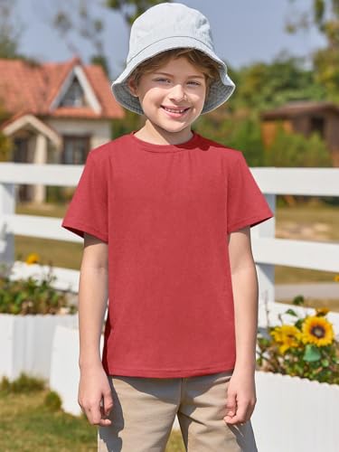 Haloumoning Boys Short Sleeve Shirts Kids Summer Crewneck T-Shirts Casual Tops Tees 5-14 Years