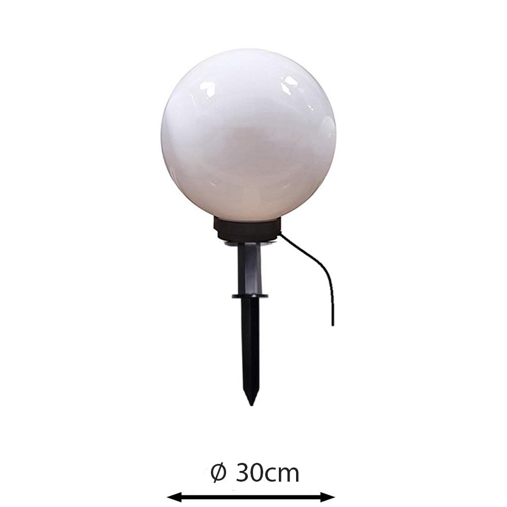 Dapo 3X Außen-Garten-Kugel-Leuchte MARLON D:20+30+40cm Kunststoff-Kugel weiß mit Erdspieß, strombetrieben E27x1, IP44 Dekorations-Wege-Lampe