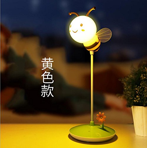 Preisvergleich Produktbild Flikool Aufladbar Biene LED Nachtlicht Lampe Dimmbare Nachladbare Kopfende Lampe Bendable Nachtlampe Nachtlichter Nachttischlampe Kinderlampe Bett Lampe - Gelb