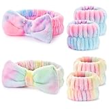 Wteehn 6pcs Headband and Wristband for Face Washing, Makeup Spa Skincare Headband, Skin Care Face Wash Headbands Wrist Bands Tools Set, for Women and Teen Girls Gifts