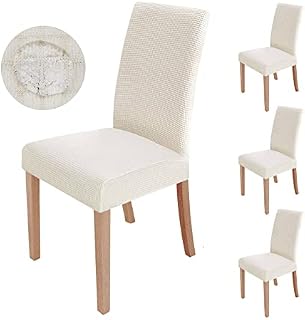 sorliva Chair Covers Dining Chair Slipcovers Set of 4 Stretch Spandex Seat Cover Removable Washable Modern Chair Protector for Office Dining Room Coffee Hotel Kitchen Wedding Party Decoration(Beige)