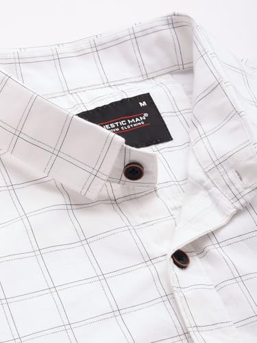 Image of Majestic Man Slim Fit Pure Cotton Half Sleeve Checked Casual Shirt