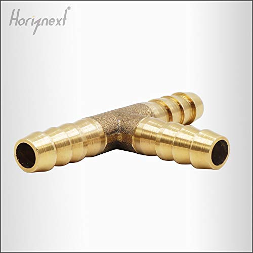 Horiznext Brass Hose Splicer Fitting, Tee, 5/16" X 5/16" X 5/16" Hose Id Barbed #TOP4