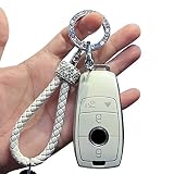 Compatible for Mercedes-Benz Premium Soft TPU Smart Key Fob Case with Key Strap A, C, E, S, CLA, CLS