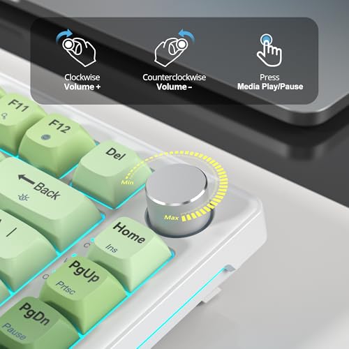 Image of 75% Creamy Mechanical Keyboard Green, Hot Swap RGB Gaming Key Board with Knob, Gasket Mount Wired TKL Keyboard 75 Percent, Pre-lubed White Switch Creamy Sounding Keyboards (82 Matcha)