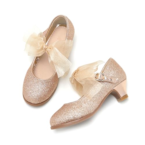 THEE BRON Girls Dress Shoes Mary Jane Heels Princess Wedding Party Pumps