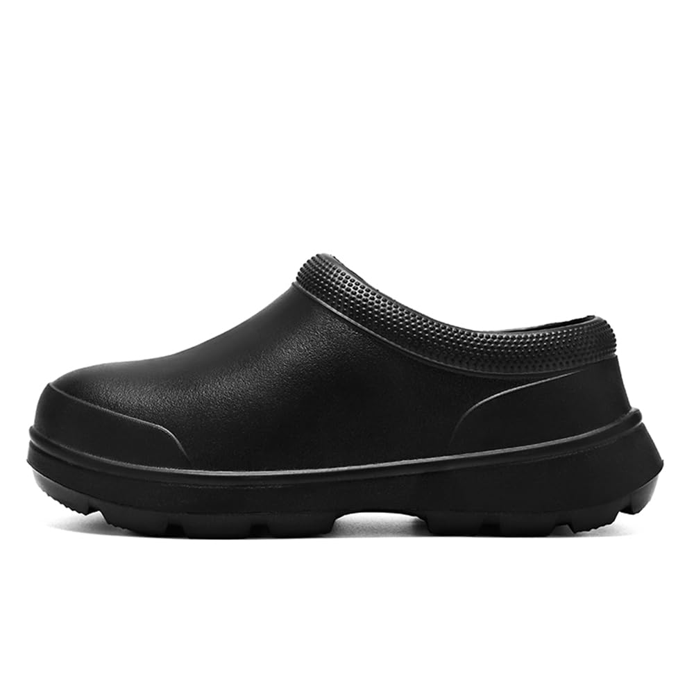 Chef Shoes for Men Croc Nonslip Water Proof Work Shoes Mens Clogs Comfortable Nursing Nurse Shoes for Gardener Men Indoor and Outdoor for Kitchen Office (Black,8.5)