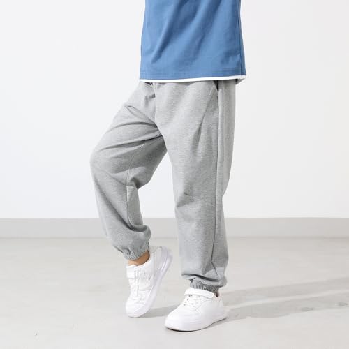 Boys Straight Leg Sweatpants Lightweight Elastic Waist Pants Fashion Causal Workout Joggers with Pockets 4-13 Years2