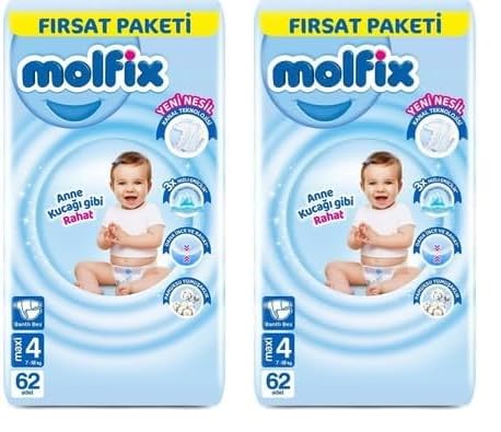 Molfix 3D Bebek Bezi Maxi 4 Beden, Fırsat Paketi 60 Adet (2 paketi)